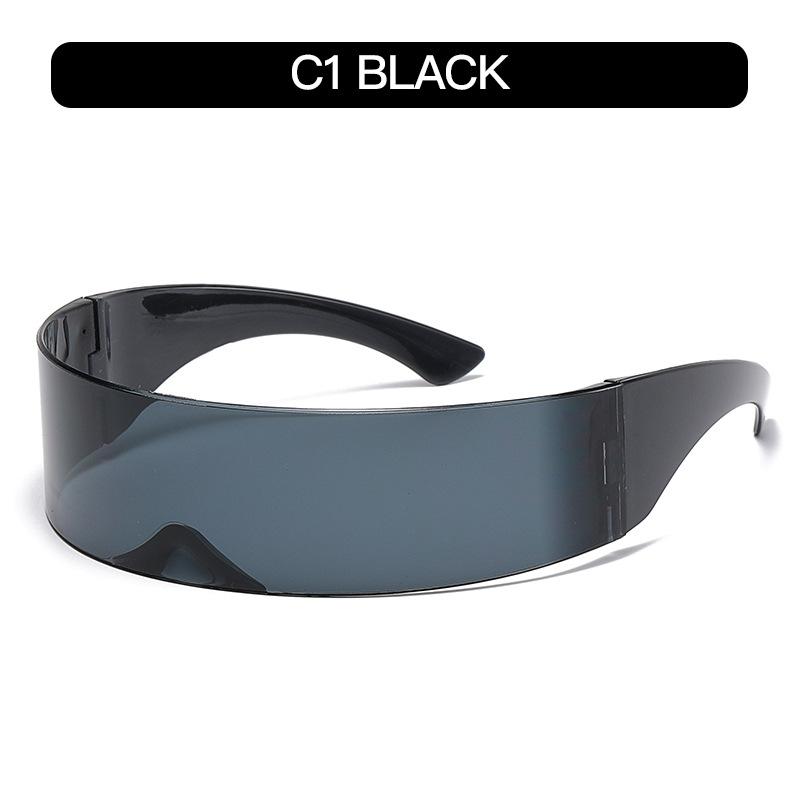 

Солнцезащитные очки Y2K Future Warrior без оправы, цельная линза, облегающие, киберпанк, футуристичные, мужские, женские, для хип-хоп вечеринки 1