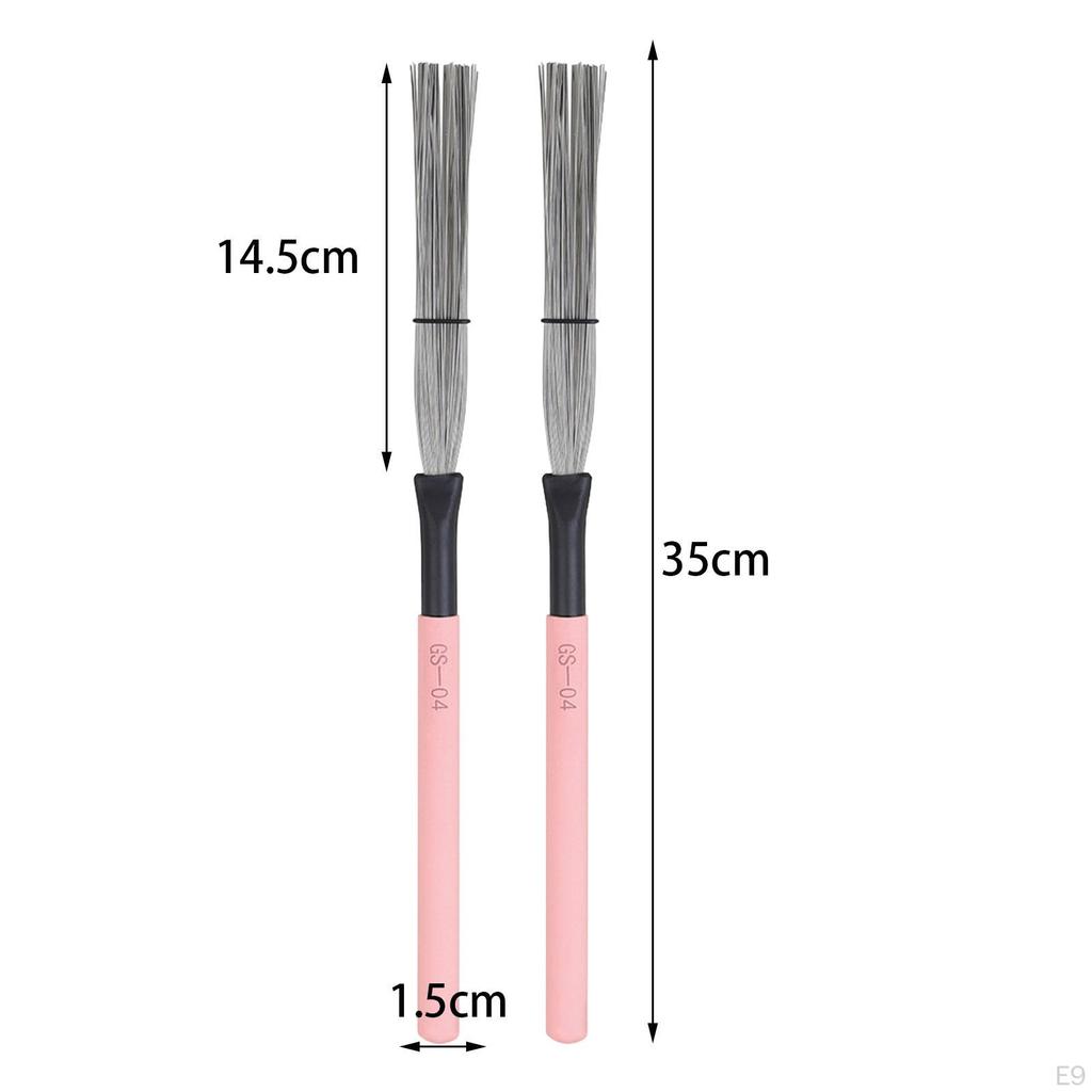 2 Pieces Drum Brushes Wire Portable Durable 13.78in Length with Comfortable Wood