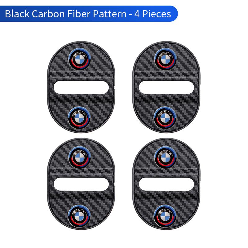 vbjly8 4Pcs Carbon Fiber Door Silent Cushion ABS Lock Cover Car Sticker Fit BMW M E90 G26 E60 E46 F10 F30 E39 E36 F20 Gloss Silver Blac wscap11