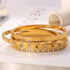 ins wind titanium steel thin square lattice stripe round diamond color gold-plated bracelet wholesale bracelet
