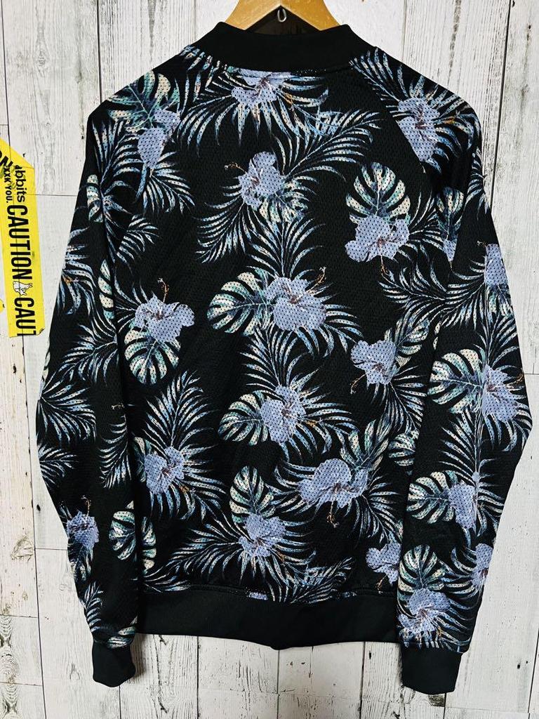 [USED] Limited Edition ZARA Sukajan Mesh Jacket In Blue Flower/Botanical Pattern, Size L