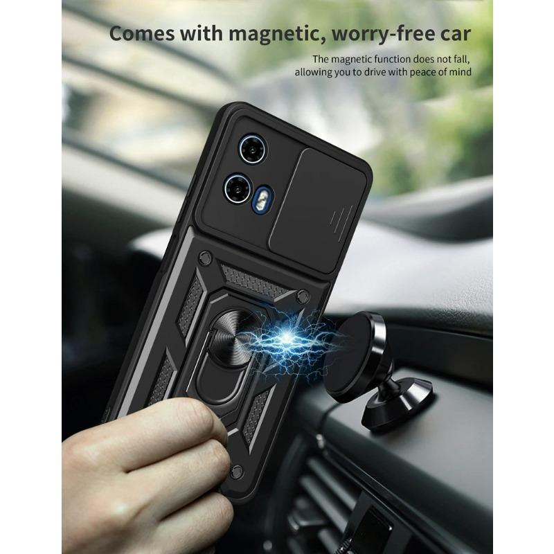 Pouzdro s magnetickým kroužkem pro Motorola Moto G04 G24 s vysouvacím fotoaparátem, ochranné brnění, pro Moto G04 G24