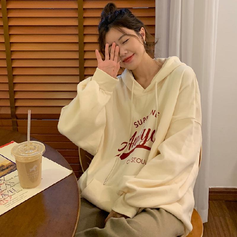 Pique Cotton Oversize Hooded Sweatshirt - Double-Layer Casual Loose Fit