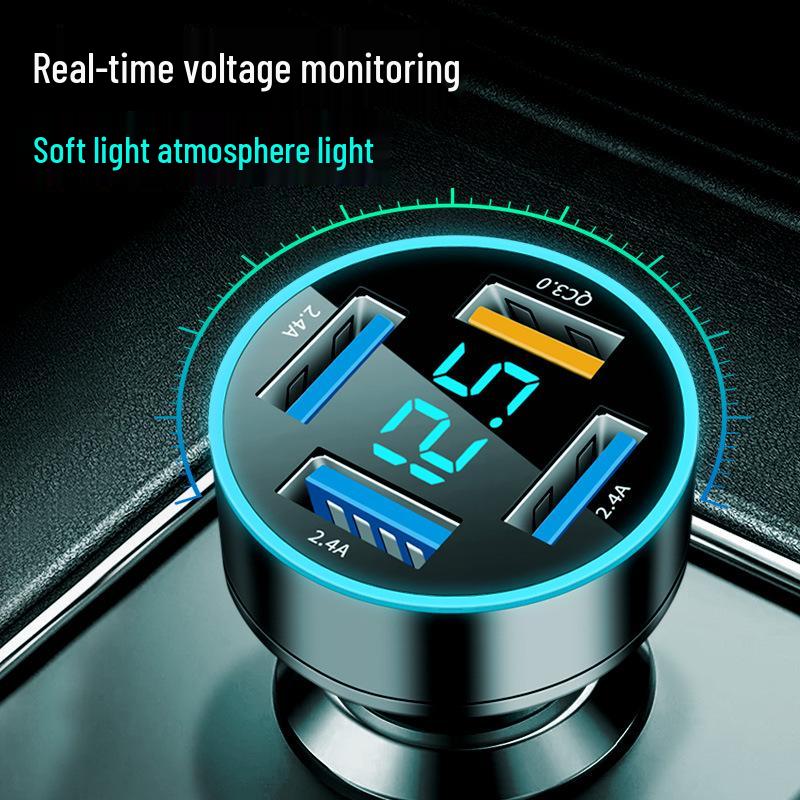 66W Multi-Port Fast Car Charger with Digital Display