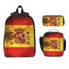 3Pcs Flag Of Spain Prints Backpack Set for Kids Pen Bags Bookbag Sets with Lunch Box For School Students Knapsack