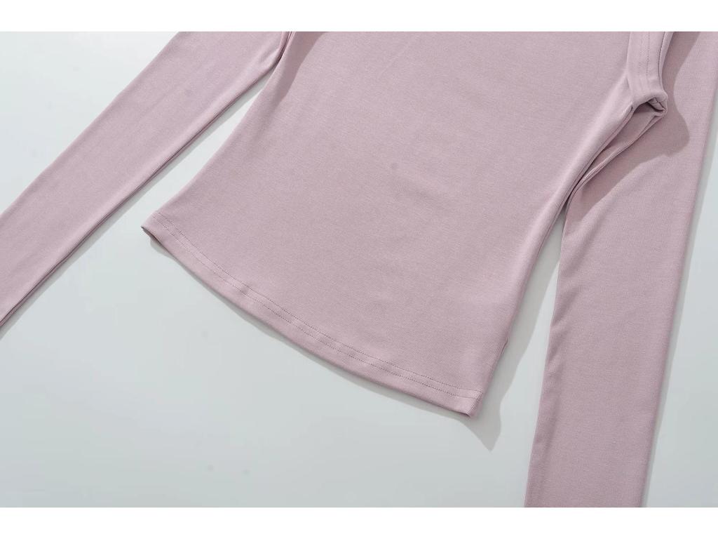 Hot Girl Square Neck Off-Shoulder Slimming Long Sleeve Top for Women