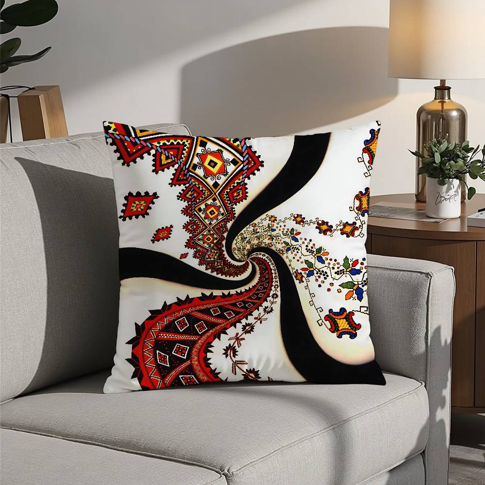 Tradycyjna Ukraińska Poszewka na Poduszkę Dekoracyjna na Kanapę Domowa Dwustronny Nadruk Krótki Plusz Poszewka na Poduszkę Poduszkę Prezent Świąteczny