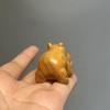 Cute Little Hippopotamus Desktop Tea Pet Wood Carving Ornament Handcrafted Wooden Hippo Figurin Tabletop Decor Children Gitfs