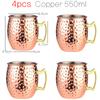 4 Pezzi 550ml Rete Moscow Mule Tazze di Rame Tazza Metallica Acciaio Inossidabile Birra Vino Tazza da Caffè Strumento per Cocktail