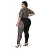 Women's Plus Size Digital Print Two-Piece Set - European & American Casual Style