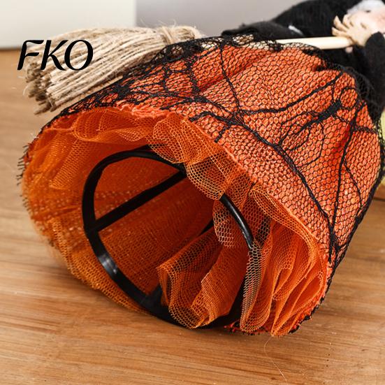 Multi-use Witch Decor Halloween Kitchen Doll, Small Statue with Broom, Three-dimensional Tabletop Party Decoration for Table Fireplace Holiday