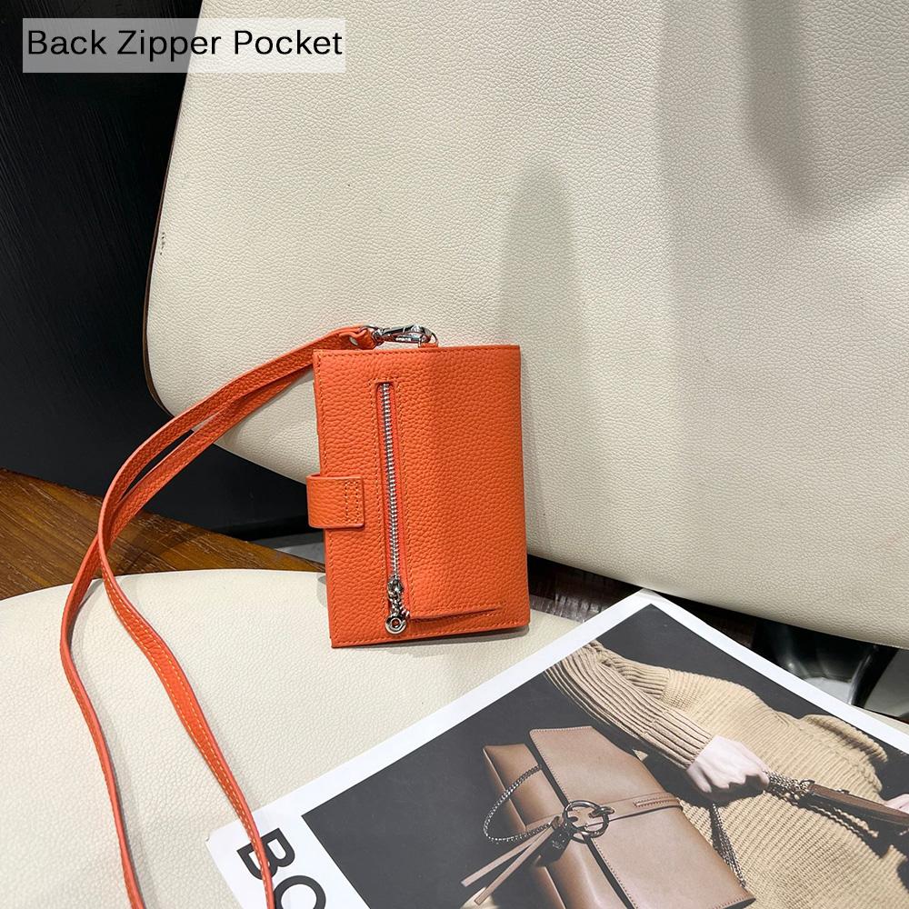 2025 Genuine Leather Women Wallets With Leather Hanging String First Layer Of Cowhide Passport Cards Holder Portable Short Purse
