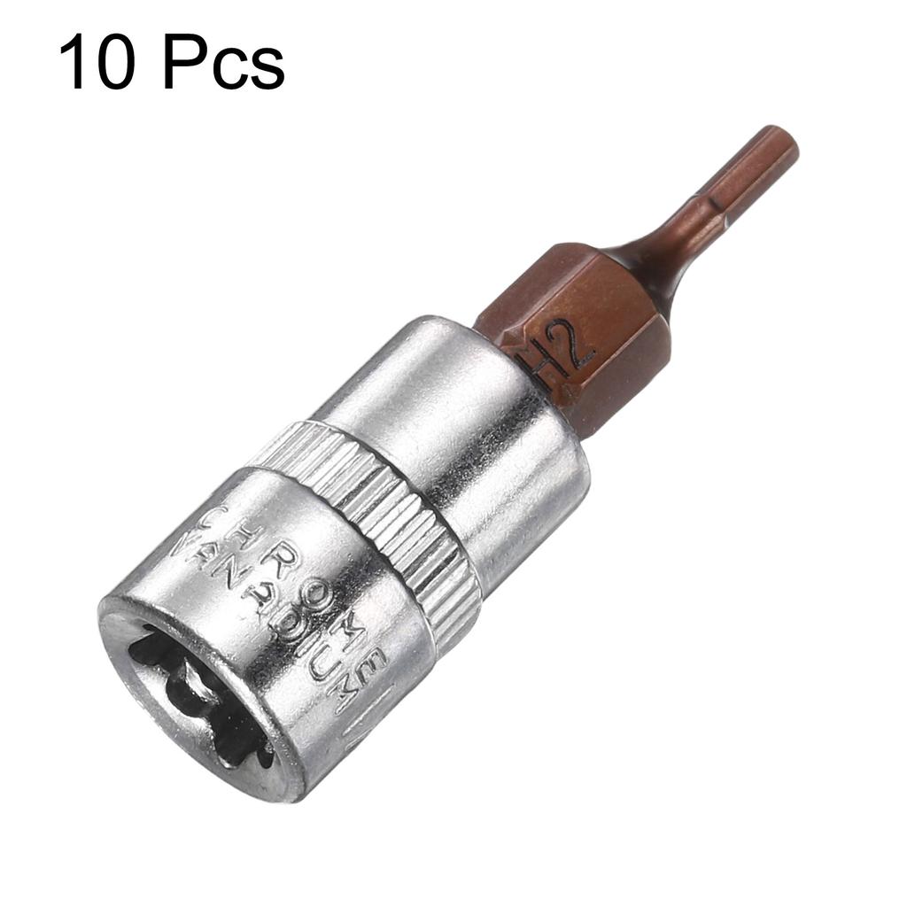 10pcs Hex Torx Slotted Phillips Bit Socket 1/4" Square Drive Metric S2 & CR-V Steel Socket Ratchet Wrench Bits Socket Wrench