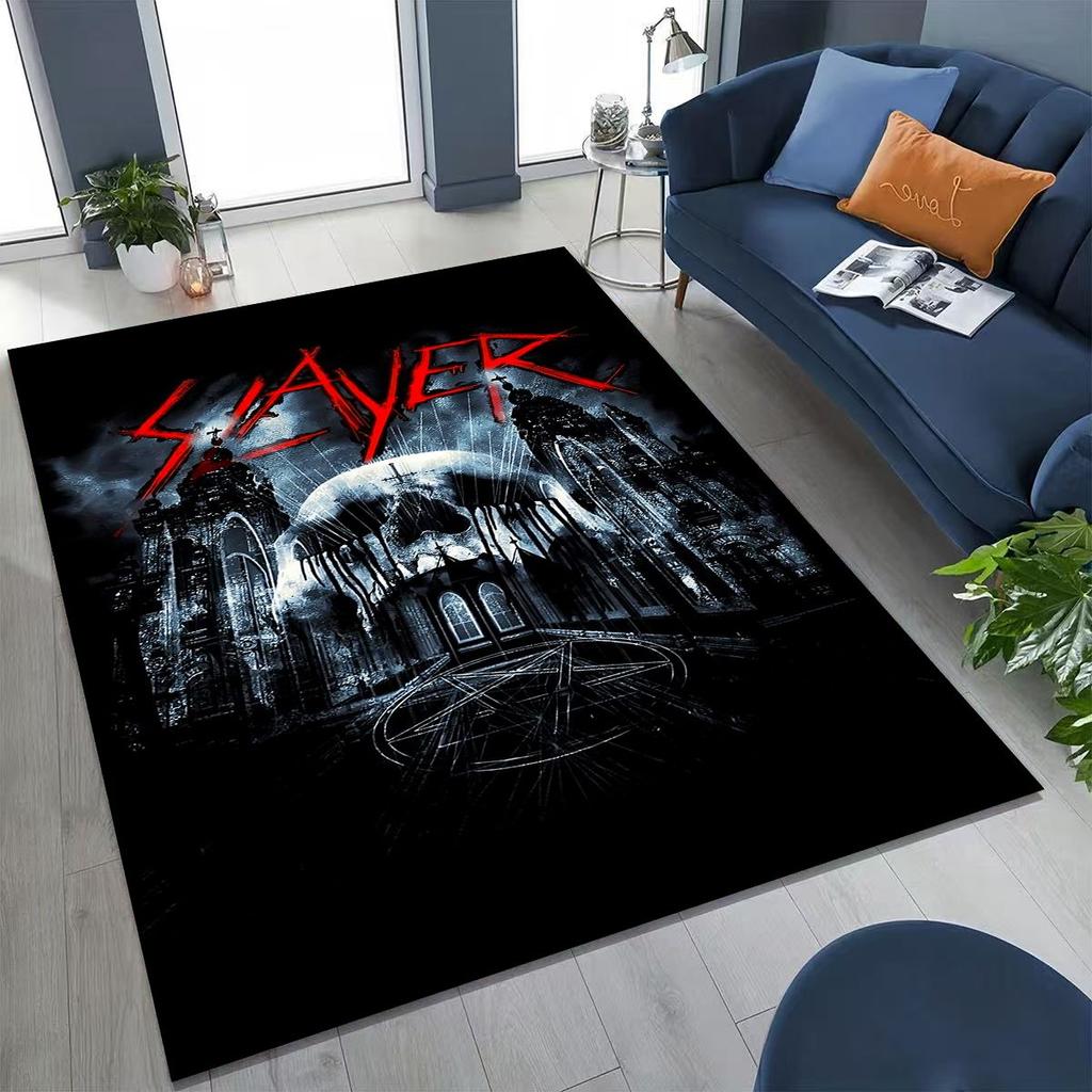 Slayer Heavy Metal Rock Band Skull Art Carpet Rug for Bedroom Living Room Sofa Home Doormat Decor,Large Non-slip Floor Mat