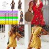 Premium Women Short Sleeve Wrap Boho Floral Mini Dress For Effortless Summer Style
