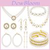 Vintage Chic Artificial Pearl Necklace And Earrings Set For Party Wear With Geometric Design