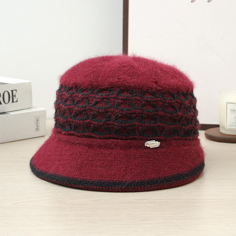 Autumn and Winter Hat for Women with High End Temperament Mother Hat Fashionable Versatile Knitted Hat Windproof Ear Protection Warm Hat