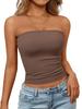 Top a tubino senza maniche da donna, senza spalline, Streetwear, tinta unita, Bustier, vestibilità aderente, elasticizzato, estivo, casual, da indossare tutti i giorni, Canottiera