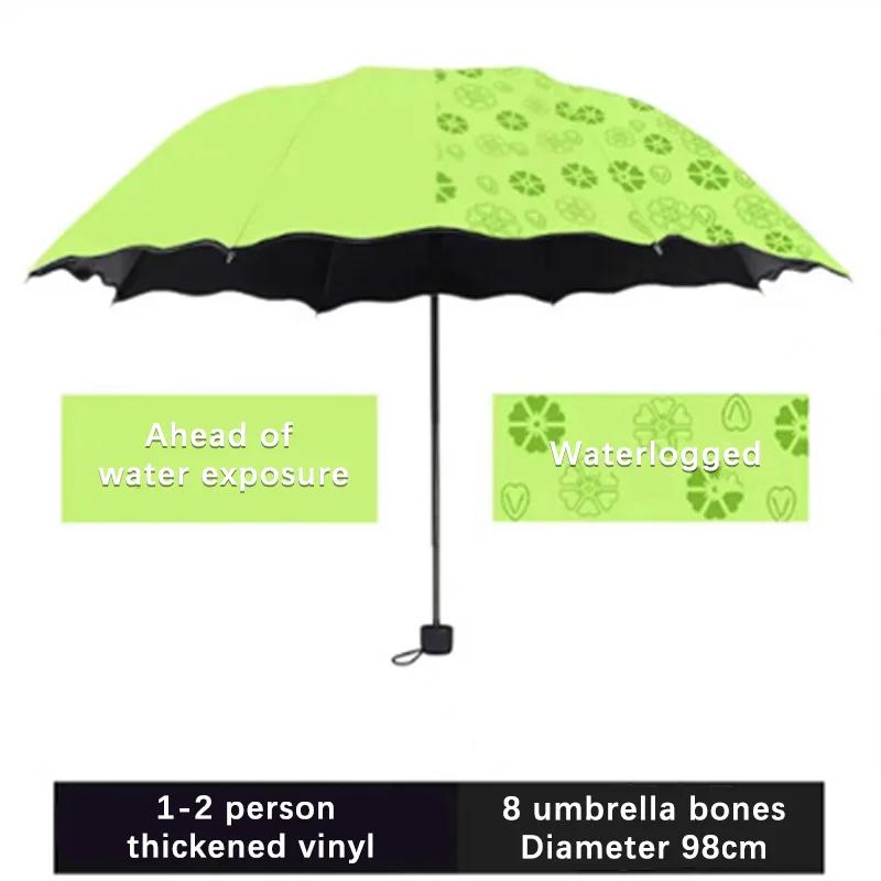 Red Leaf Portable Manual Folding Umbrella Flowering Umbrella In Water Black Glue Coated Light Weight UV Umbrella