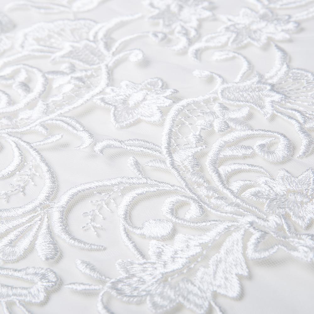 1Pc White Golden Patch Appliques Embroidery Lace Trim Fabric Cloth Sewing Patchwork DIY Craft 42*27cm