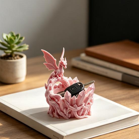 Dragon-shaped Miscellaneous Bowl Fantasy Crystal Cave Dragon Decor Storage Dish for Keys Coins