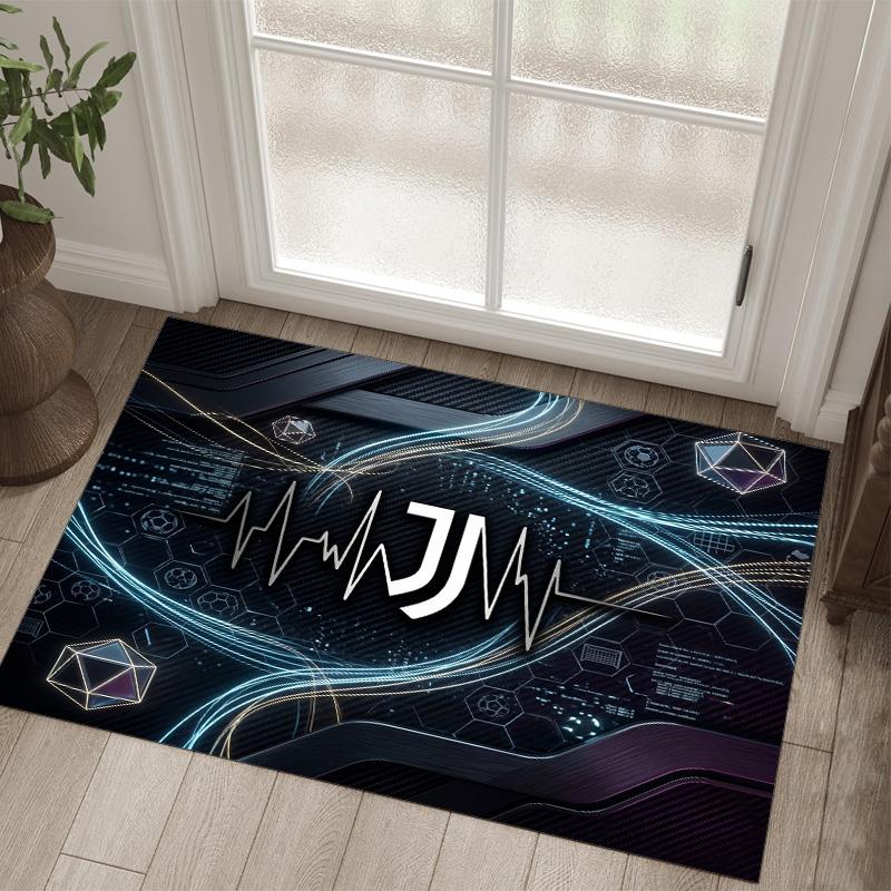 Juventus FC Design Kristall-Samt-Teppich Gemütlich Nicht?Rutschfester Teppich mit Aufdruck für Schlafzimmer Wohnzimmer Eingang