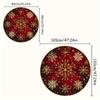 1Pcs Golden Snowflake Christmas  Pattern Round Area Rug Indoor Non-Slip Washable Fiber Carpet Soft Comfortable Mat For Bedroom Living Room