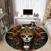 1pc Day of the Dead, Skull Office Round Area Rug, Under Office Chairs Bedroom Living Room Home Decor, Room Deco
