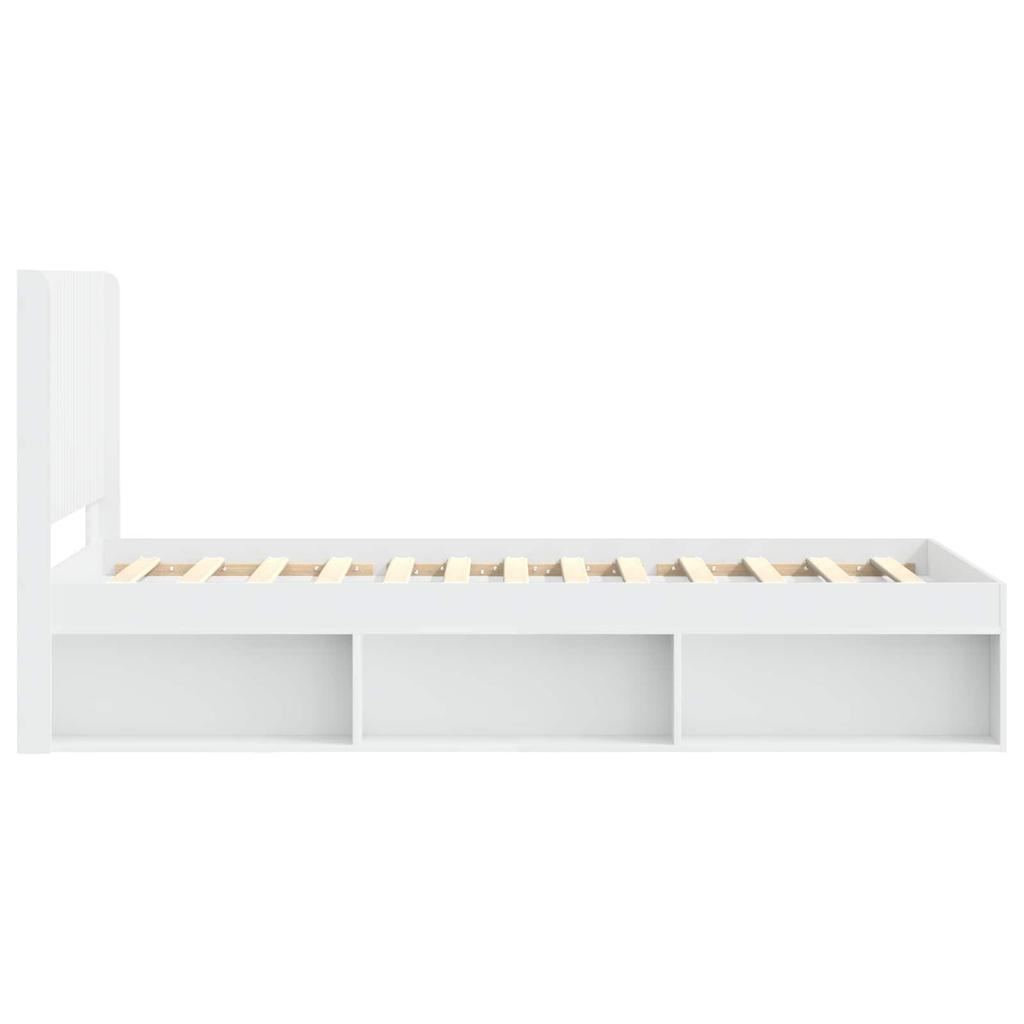 Bed Frame with Storage Space and Headboard White 100 X 200 Cm