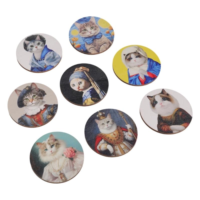 Schönes Katzen-Thema Holz-Getränkeuntersetzer Hitzebeständige Tassenunterlage Für Küche, Esszimmer und Arbeitsplatz Gebrauch Einweihungsgeschenk