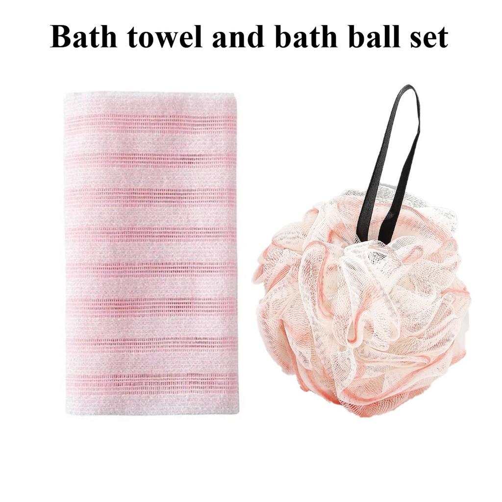 Japanese Exfoliating Washcloth Nylon Bath Towel Bath Puff Set Back Body Scrubber Shower Sponge Brush Care Bathroom Accessories