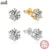 Effie Queen Simple Versatile 6MM Round Cut Cubic Zirconia Stud Earrings S925 Pure Silver Trend Daily White Zircon Jewelry SE335