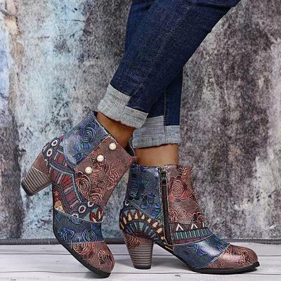 2023 Ethnic Style Bohemian Women's High Heel Martin Boots