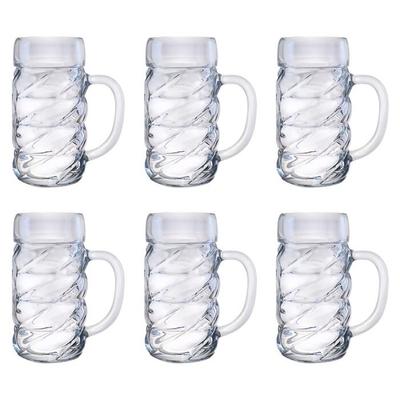 Beer Glass, Beer Mug Set of 6, Diamond - 1 Liter