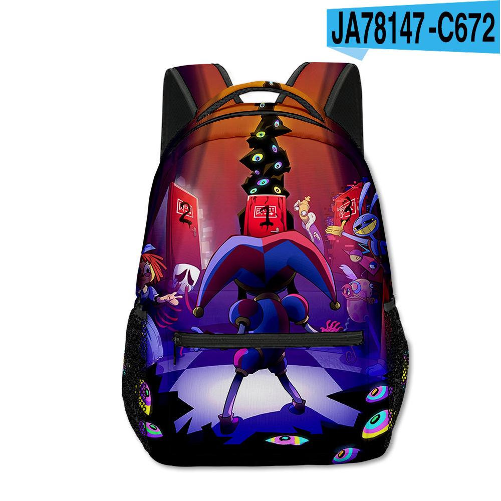 Magic Digital Circus School Bag Elementary And Secondary School Backpack Cartoon Children'S Backpack Men'S And Women'S Casual Backpack Full Print