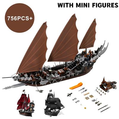 Pirates of Caribbean Ship Ambush Warship Black Pearl Sailboat Building Block Bricks Assembly Toys Kid Gift