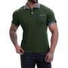Men's Solid Color Button Pocket Lapel Short Sleeve Top Men's Casual Fashion Shirt
