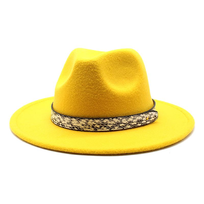 Seasonal White Big Eaves Hat Flat Edge Top Hat Men'S And Women'S Woolen Jazz Hat Lmn173