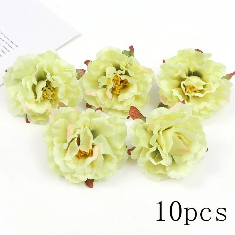 Green Rose Artificial Flowers Heads Silk Fake Flower for Home Room Decor Marriage Wedding Decora DIY Craft Wreath Gift Accessory