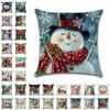 Festive Christmas Cushion Cover Featuring Charming Snowman And Santa Claus Design For Cozy Home Decor