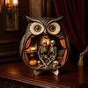Cozy Halloween Scene Decor Wooden Owl Tabletop Centerpiece 2D Flat Pumpkin Ghost