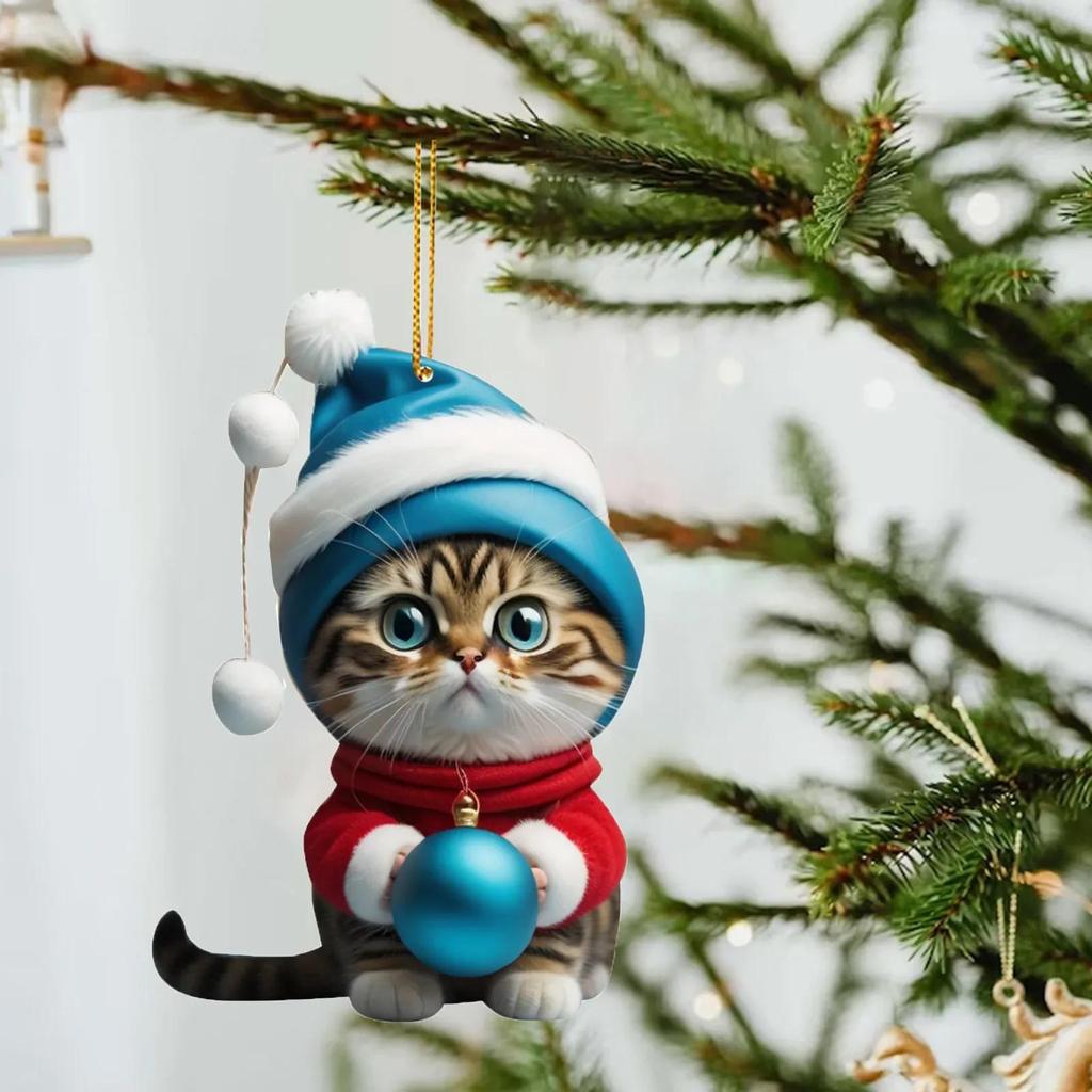 Cartoon süße Katze 2023 Weihnachtsschmuck hängende Dekoration Geschenk Weihnachten hängender Baum personalisierter Anhänger Partyzubehör