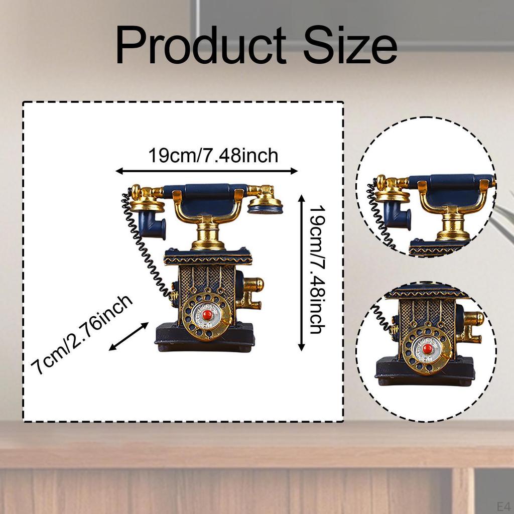 Phone Model Antique Figurine Creative,Corded,Desk Phone,Wall Decor Statue Vintage Rotary