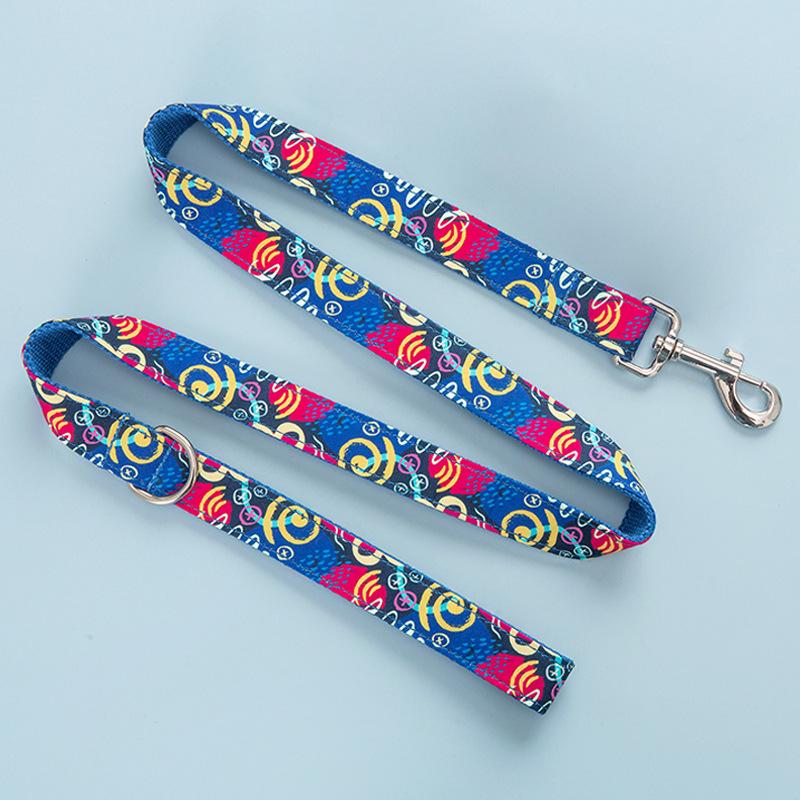 Graffiti Print Dog Leash with Zinc Alloy Buckle M: 2.5*120cm