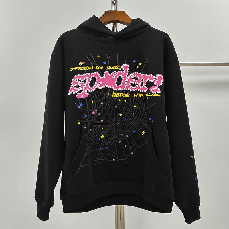 European and American Trendy Brand Sp5der Spider Web Print Hooded Sweater for Men and Women Loose Heavy Fleece Hip Hop Couple Hoodie