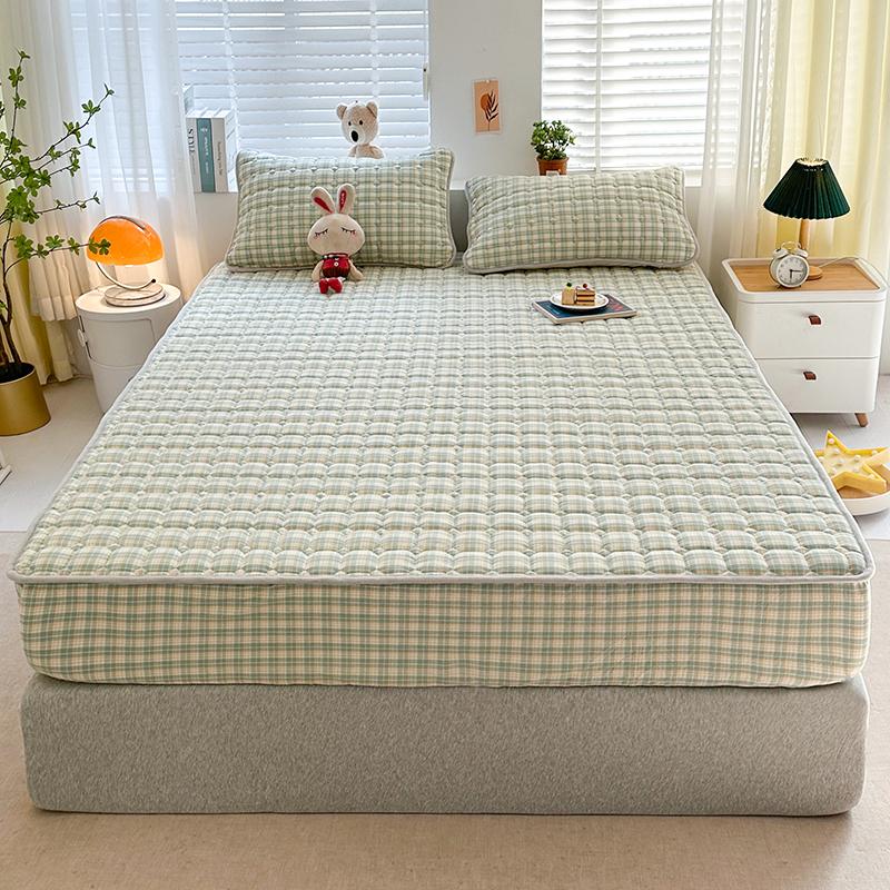 Sleeping Grid Skin Friendly Pure Cotton Thick Bed Sheet