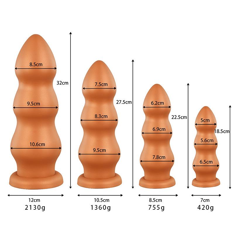 Oversized Silicone Triple Bead Tower Shaped Anal Plug Female Sm Erotic Toys Vestibular Dilator Adult Masturbation Supplies