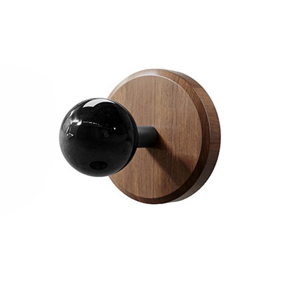 Northern Europe Wood Wall Mount Hook Black White Self-adhesive Wall-mounted Storage Hook No Drill Waterproof Towel Rack Ornament