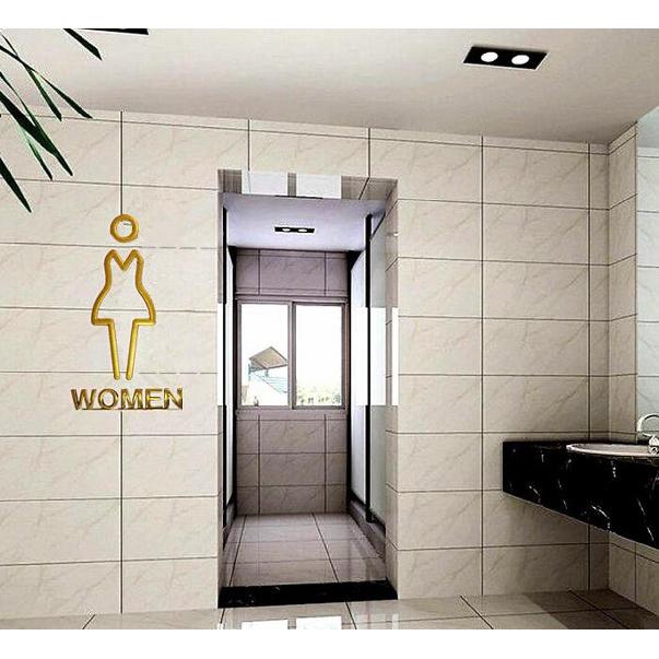(Gold Bathroom Toilet Restroom Sign Door Accessories Symbol Sign Adhesive Backed Toilet Symbol Men's and Women's Bathroon Sign Set for Home Office
