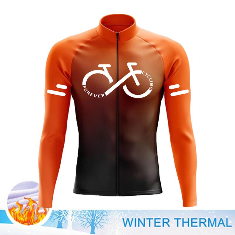 2025 Winter Gradient Color Cycling Jersey Men Winter Thermal Fleece Cycling Clothing MTB Sportswear Cycling Jacket Ropa Ciclismo